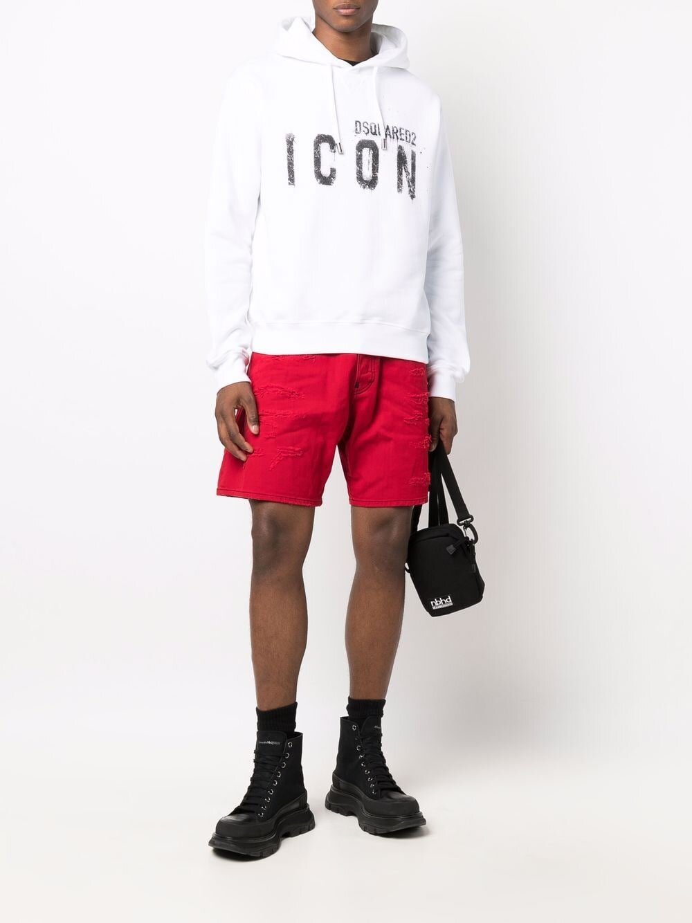 Dsquared2 Icon Spray Splatter Cotton Hoodie White