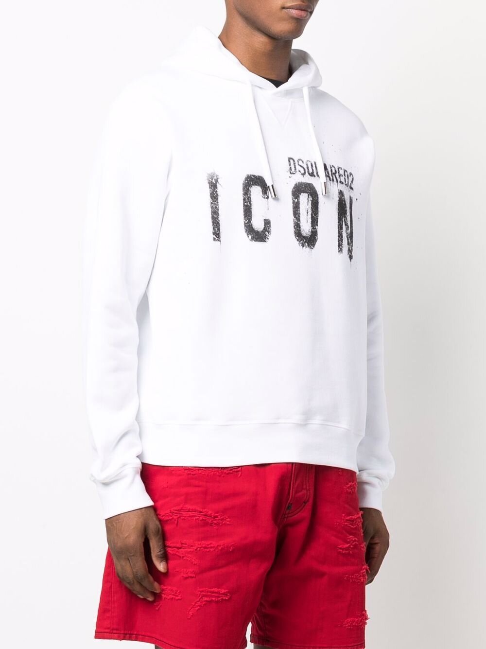 Dsquared2 Icon Spray Splatter Cotton Hoodie White