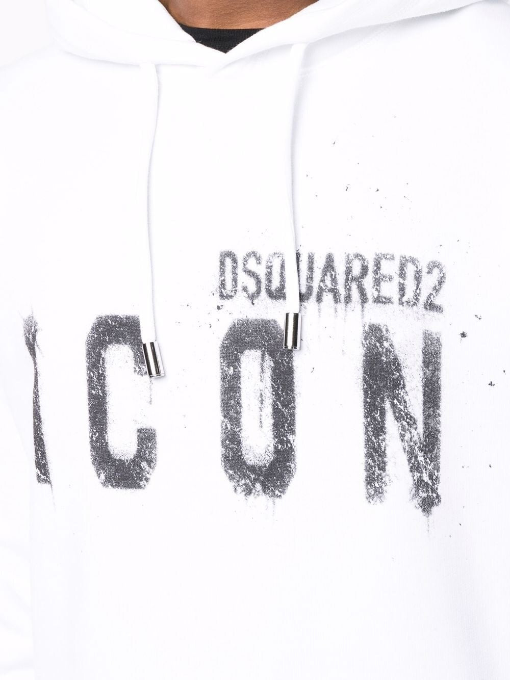 Dsquared2 Icon Spray Splatter Cotton Hoodie White