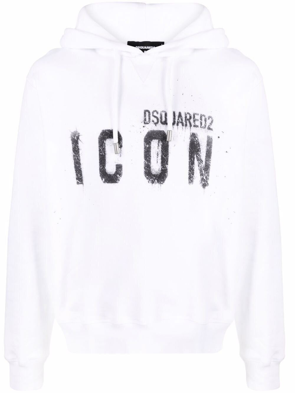 Dsquared2 Icon Spray Splatter Cotton Hoodie White