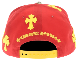 Chrome Hearts Red/Yellow Leather Cross Patch Baseball Cap