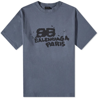 Balenciaga Hand Draw BB Icon Logo T-Shirt in Blue
