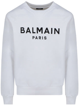 Balmain Paris Logo Printed Sweatshirt in White