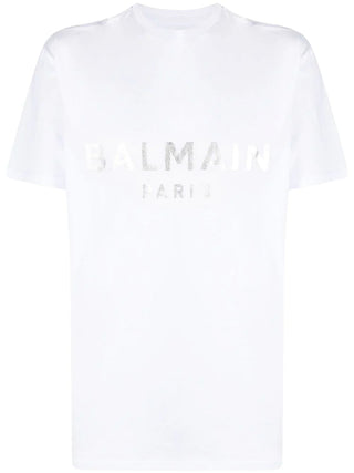 Balmain Silver Print T-Shirt in White