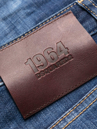 Dsquared2 1964 Patch Distressed Slim Jeans Blue