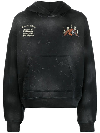 Amiri Varsity Tiger Vintage Washed Hoodie in Black