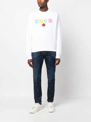 Dsquared2 DSQ2 Rainbow Applique Logo White Sweatshirt