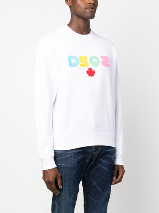 Dsquared2 DSQ2 Rainbow Applique Logo White Sweatshirt