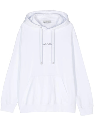 Lanvin Paris Loose Fit Logo Hoodie in White