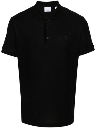Burberry Circle TB Logo Embroidered Polo in Black