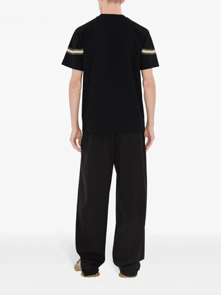 Burberry Striped Equestrian Knight Logo T-Shirt in Black
