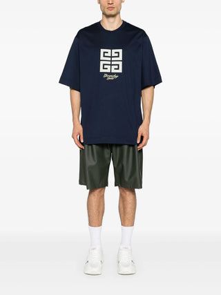 Givenchy 4G 1952 Embroidered Logo Oversized T-Shirt in Medium Blue
