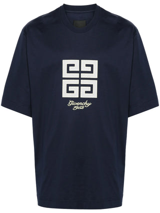 Givenchy 4G 1952 Embroidered Logo Oversized T-Shirt in Medium Blue
