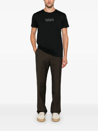 Fendi FF Labyrinth Embroidered T-shirt in Black