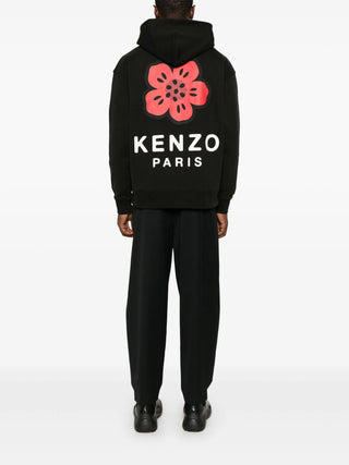 Kenzo Red Boke Flower Printed Hoodie in Black