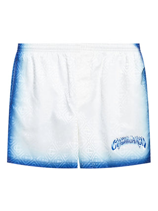 Casablanca Blue Fade 3D Logo Swim Shorts In White/Blue