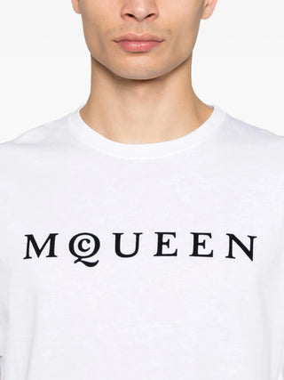Alexander McQueen Flocked Logo T-Shirt in White