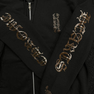 Chrome Hearts Exclusive Brown Vertical Logo Zip Up Hoodie Black
