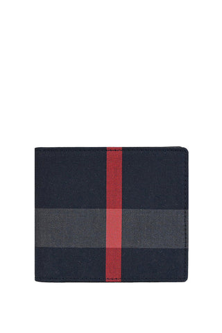 Burberry Checkered Bifold Wallet in Navy