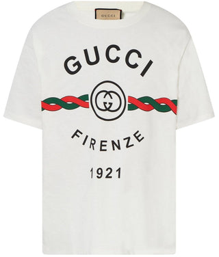 Gucci Firenze 1921 Logo Oversized Fit White T-Shirt S