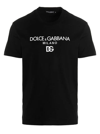 Dolce & Gabbana Embroidered DG Milano Logo T-Shirt in Black