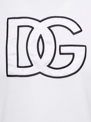 Dolce & Gabbana Detailed DG Embroidered Logo T-Shirt in White
