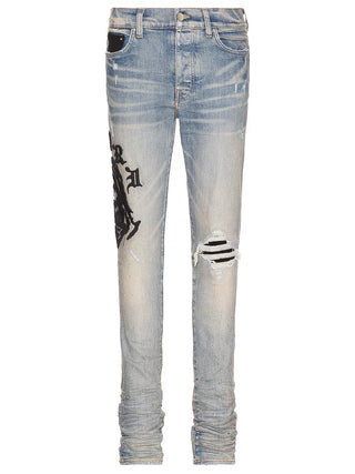 Amiri Wes Lang Reaper Logo Clay Indigo Jeans in Blue