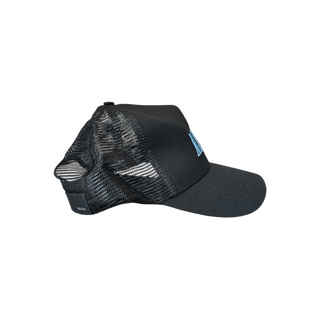 Amiri Black & Blue Core Logo Trucker Hat