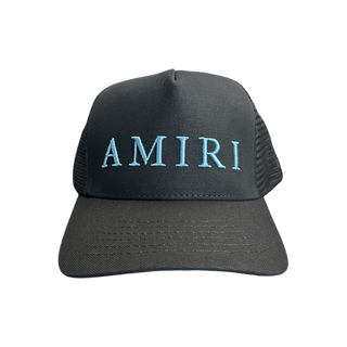 Amiri Black & Blue Logo Trucker Hat