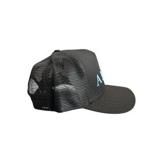 Amiri Black & Blue Logo Trucker Hat