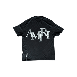 Amiri Black & Chrome Staggered Logo T-Shirt