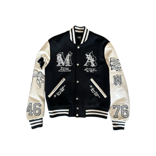 Amiri Black & White Angel Varsity Jacket