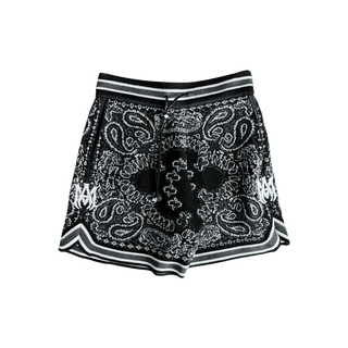 Amiri Black & White Bandana Crochet Basketball Shorts