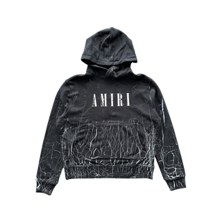 Amiri Black & White Cracked Core Logo Hoodie