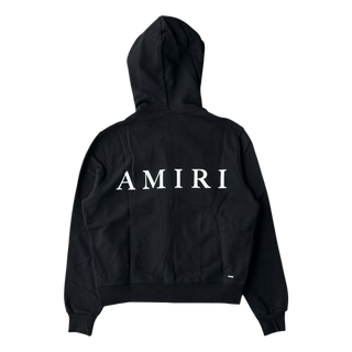 Amiri Black & White MA Core Logo Zip Up Hoodie