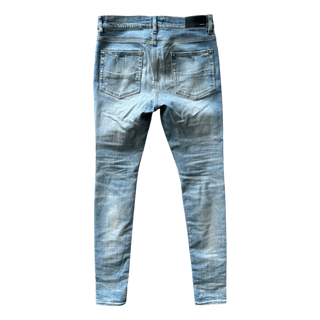 Amiri Blue Denim Core Applique Logo Distressed Jeans