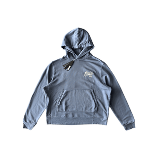 Amiri Blue & White 22 Distressed Logo Hoodie