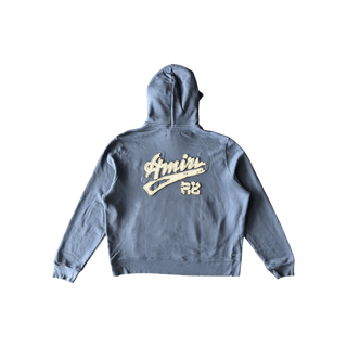 Amiri Blue & White 22 Distressed Logo Hoodie