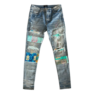 Amiri Clay Indigo Quilted Patch Jeans