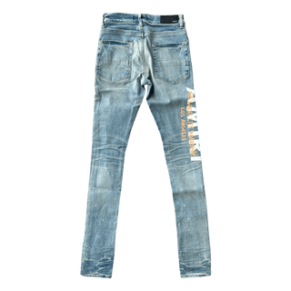 Amiri Clay Indigo T.G.C.W Distressed Logo Jeans