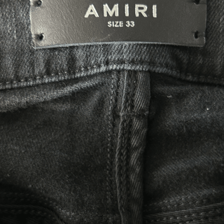 Amiri Faded Black Baroque Varsity Logo Jeans