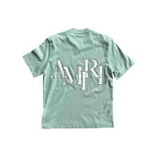 Amiri Green & White Staggered Logo T-Shirt
