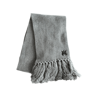 Amiri Grey & Black Wool Knit MA Logo Scarf
