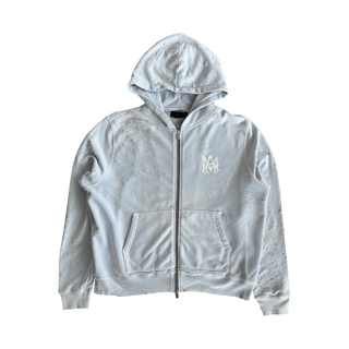 Amiri Light Blue Core Logo Shotgun Zip Up Hoodie