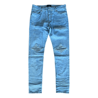 Amiri Overdyed Blue Mesh Patch MX1 Jeans