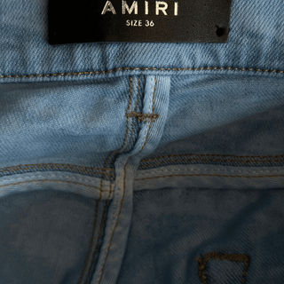 Amiri Overdyed Blue Mesh Patch MX1 Jeans