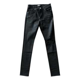 Amiri Washed Black Distressed Knee Jeans
