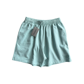 Balenciaga Turquoise BB Embroidered Logo Shorts