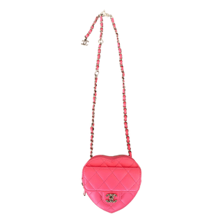 Chanel Pink Quilted Mini Heart Bag