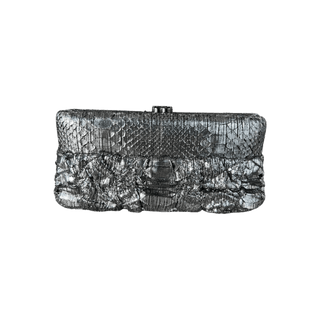 Chanel Silver Python Clutch on Chain Bag